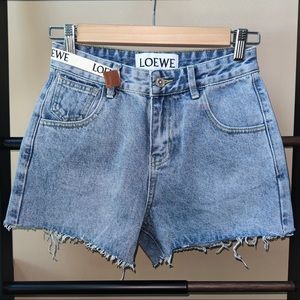 Loewe logo tape short denim pants